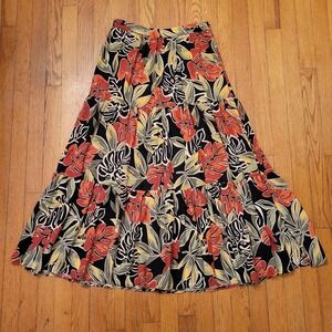 Panama Jack Tropical Floral Tiered Maxi Skirt XS Modest Cruise Vacation Beach